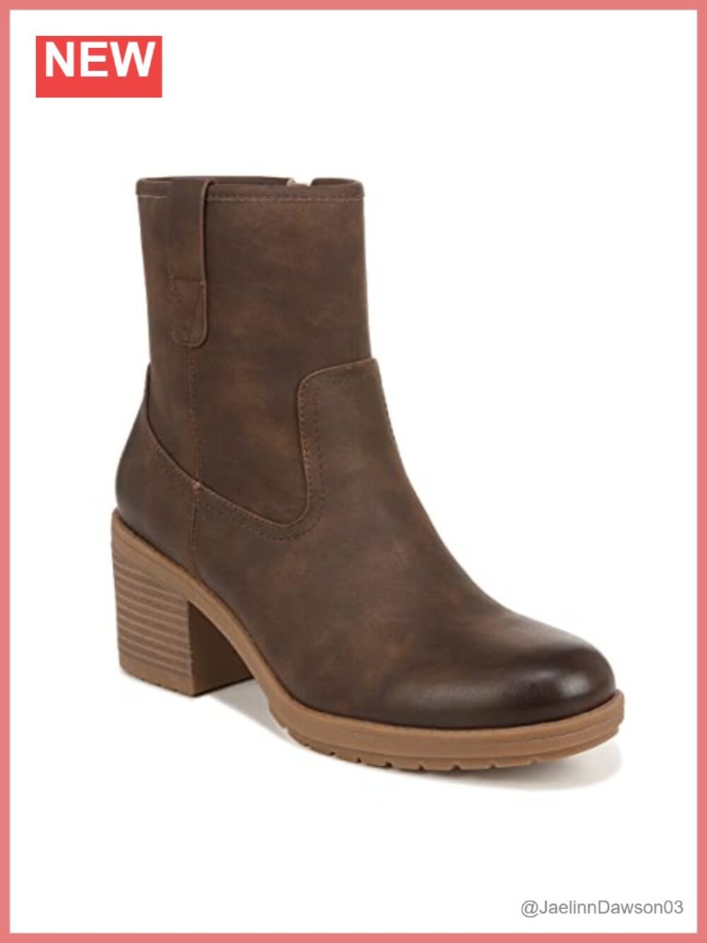 Women's Faux Leather Pearl Mid Calf Block Heel Boots with Side Zipper